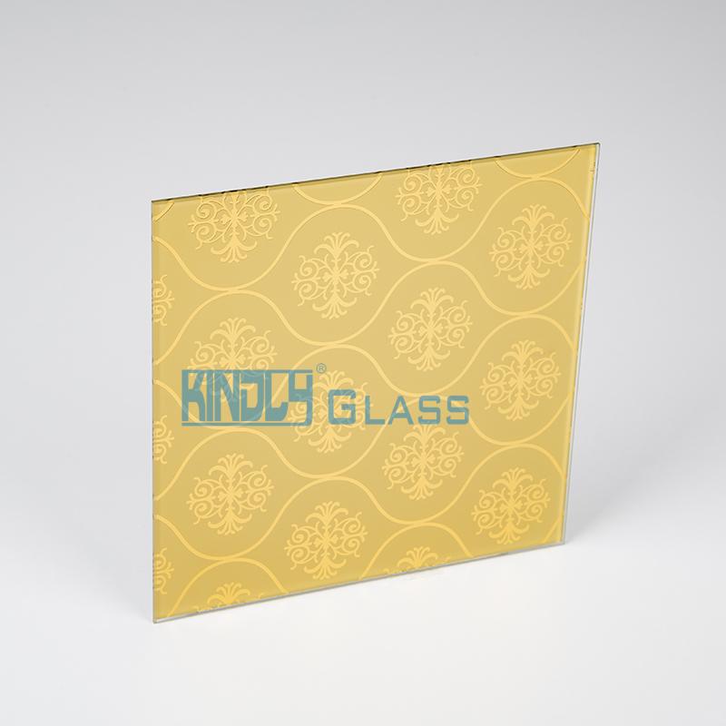 Acid Etched + Golden Yellow Coated Jacquard Glass B